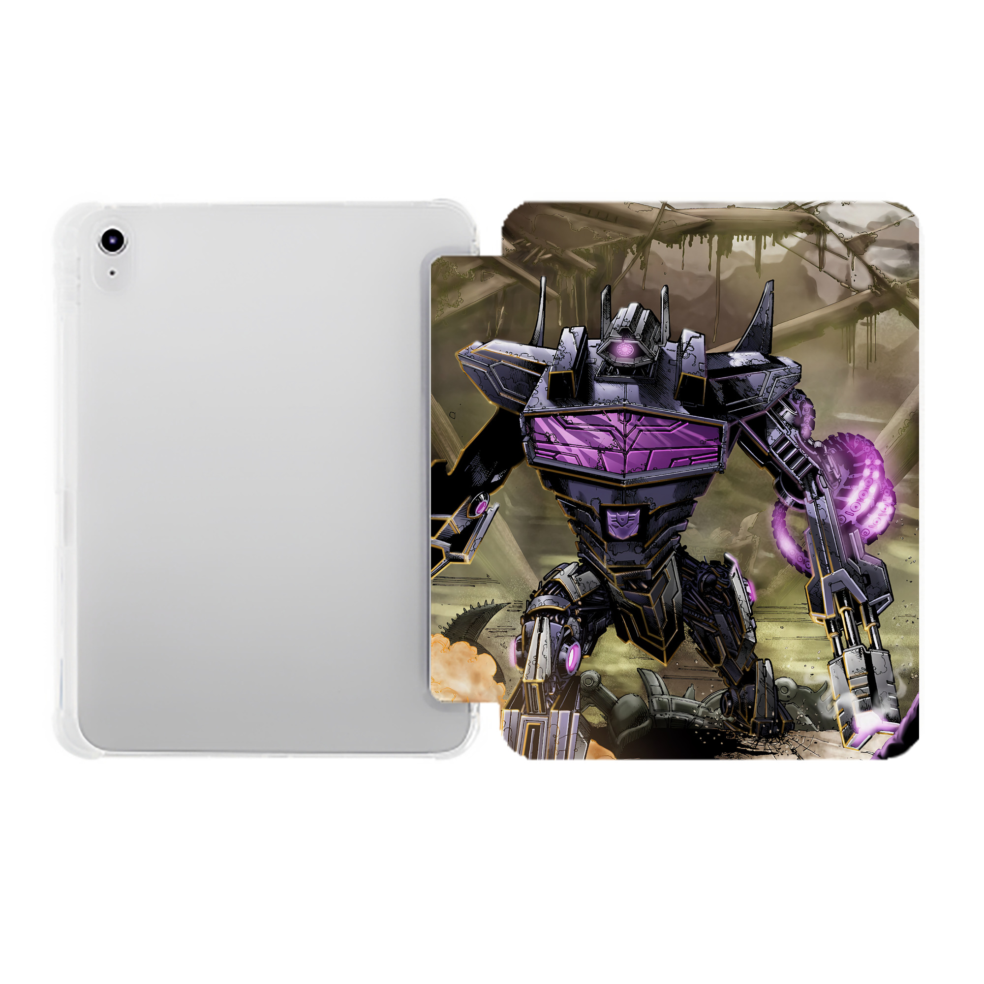 （画像用） Transformers トランスフォーマー IPad ケース ペン収納付き 三つ折りスタンド PUレザー×シリコン 対応機種9.5/10.5/10.9インチ